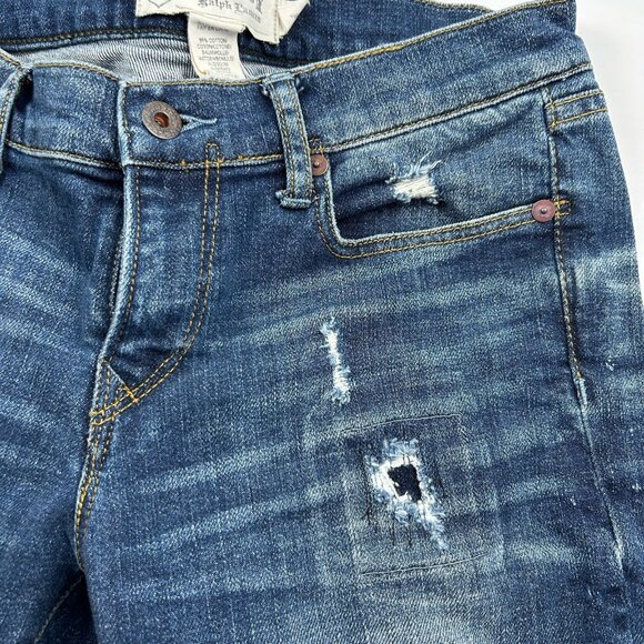 Ralph Lauren Rugby Skinny Distressed Blue Jeans Size 28x31 - Picture 8 of 16